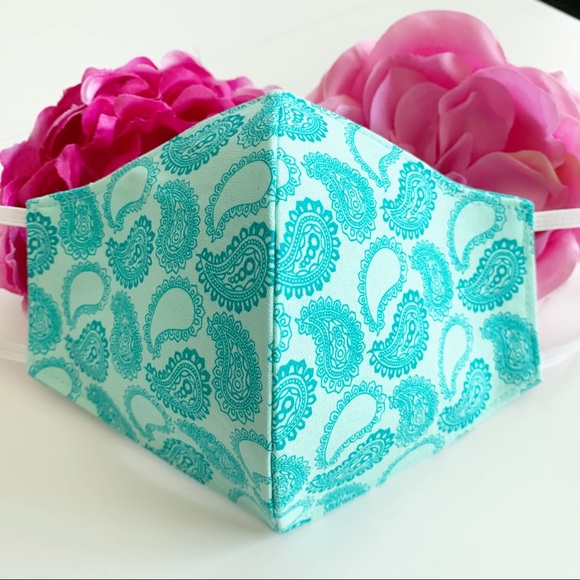 2/$20 Triple Layer Handmade Face Mask paisley - Picture 2 of 7